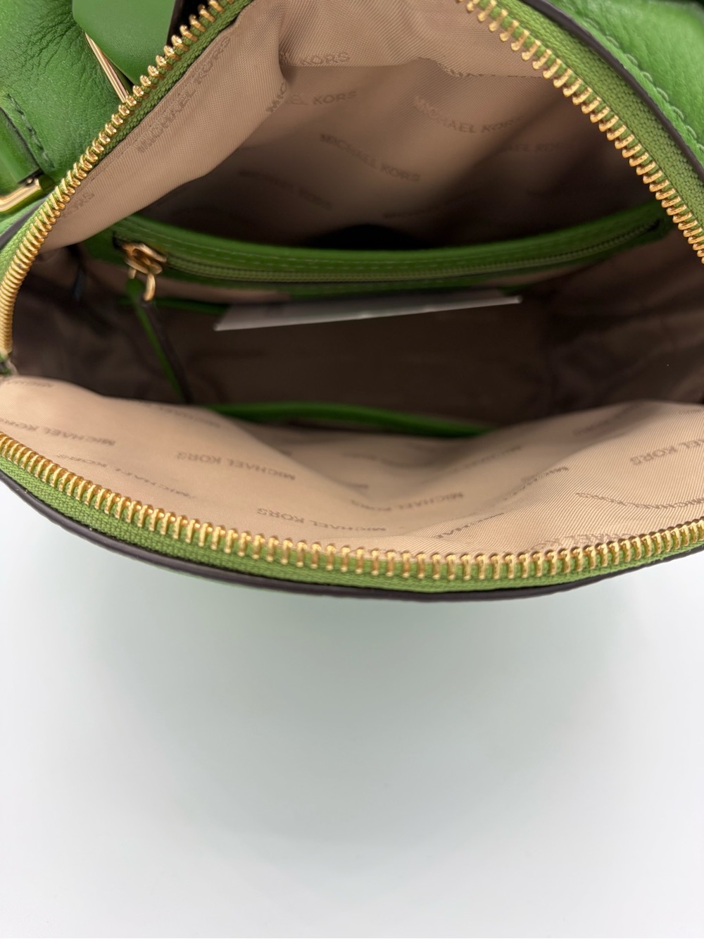 Michael Kors Backpack Green Leather Medium Jessa with Gold Hardware Classic Fall - Picture 10 of 14